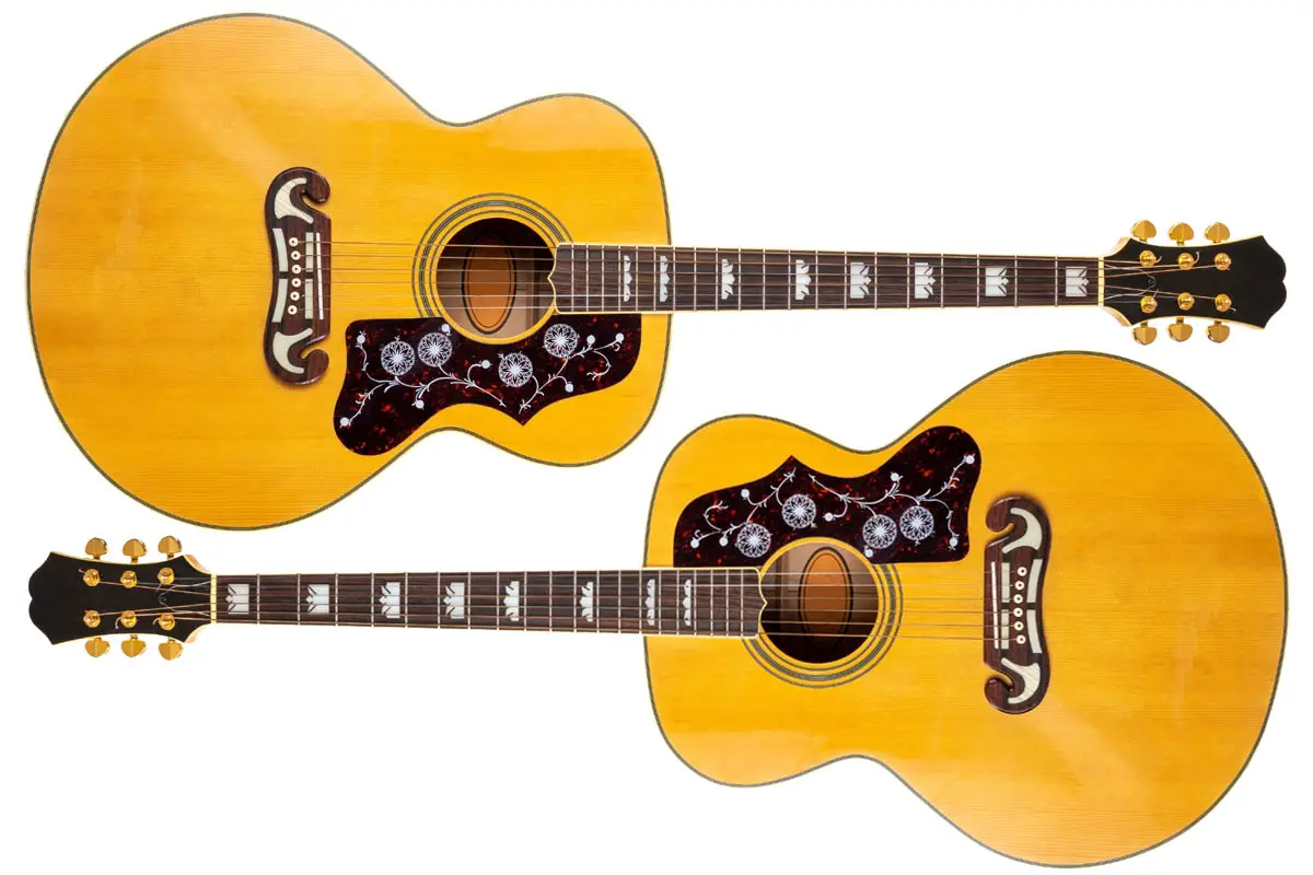 2 jumbo guitars