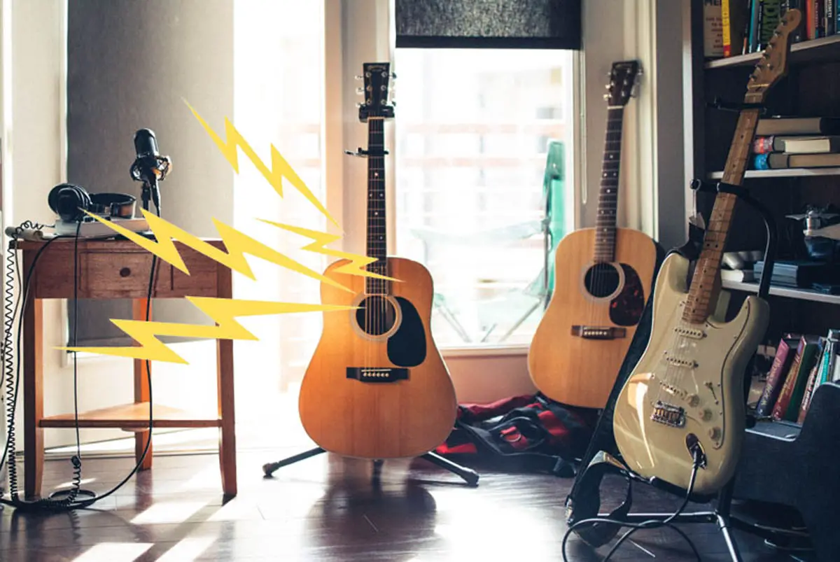 acoustic guitars in apartment