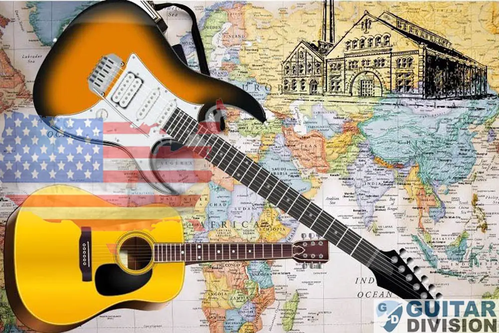 guitars on world map