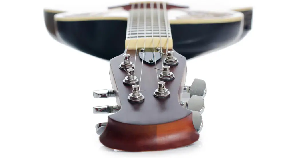 Ovation guitar view from headstock
