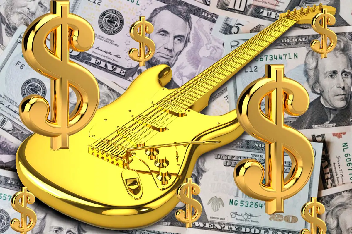 Goldon Guitar with American Dollars