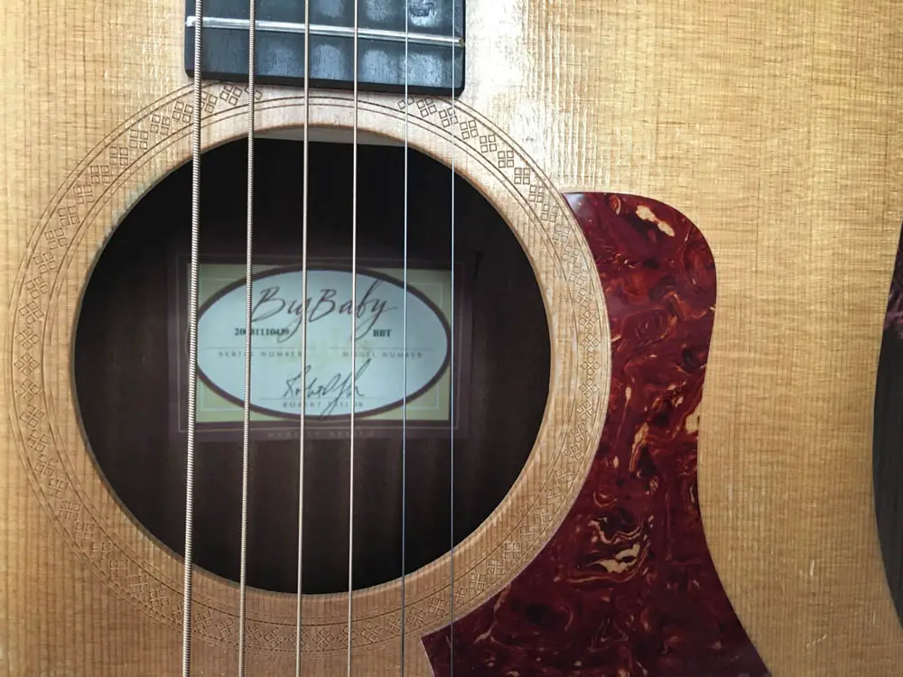 Taylor Big Baby acoustic guitar closeup