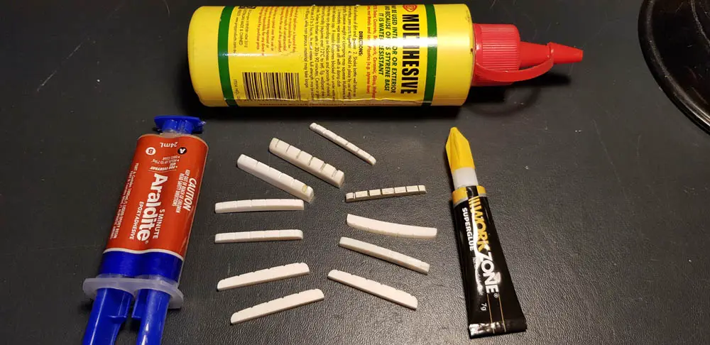 Glue and assorrted guitar nuts