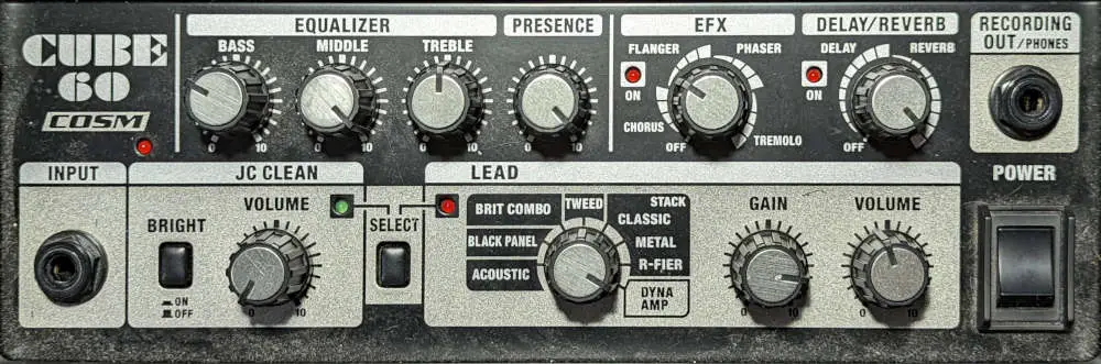 Modeling Amp effects control panel