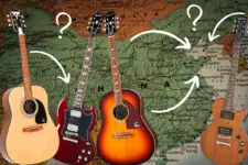 Map of China and Epiphone guitars
