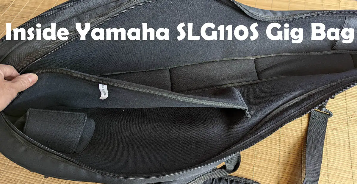 Inside Yamaha SLG110S silent guitar gig bag