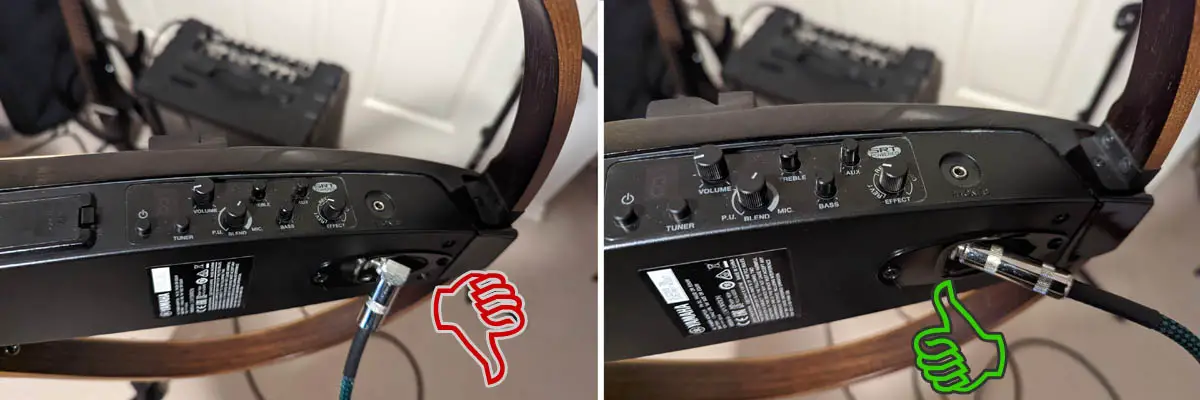 Two Yamaha Silent guitar controls side by side