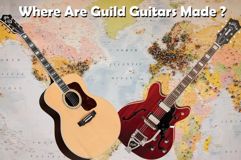 Guild acoustic and electric guitar on world map