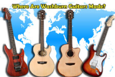 Washburn Guitars on World map sillouette